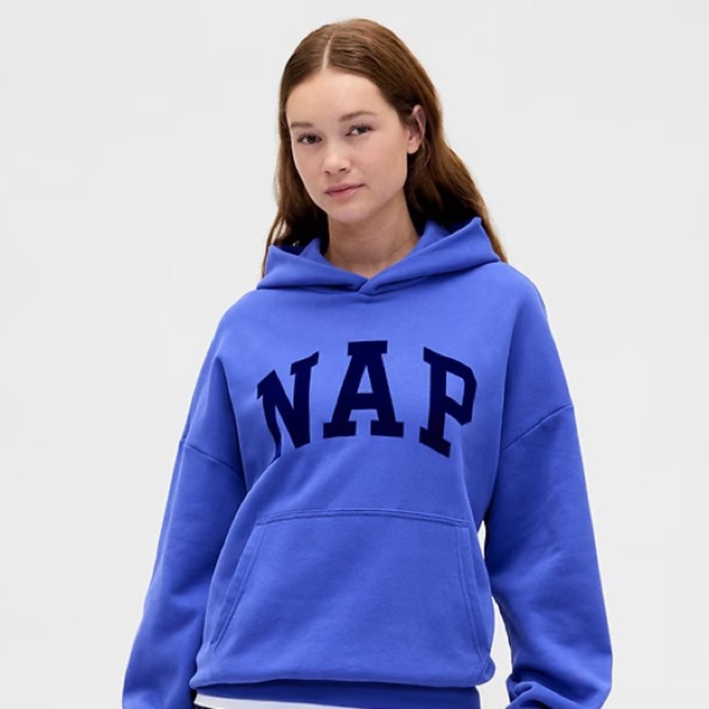 GAP VintageSoft NAP Logo Hoodie in Blue